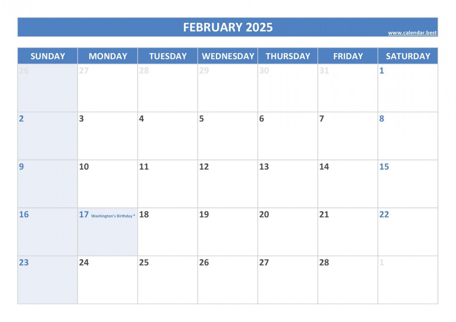 February  calendar -Calendar