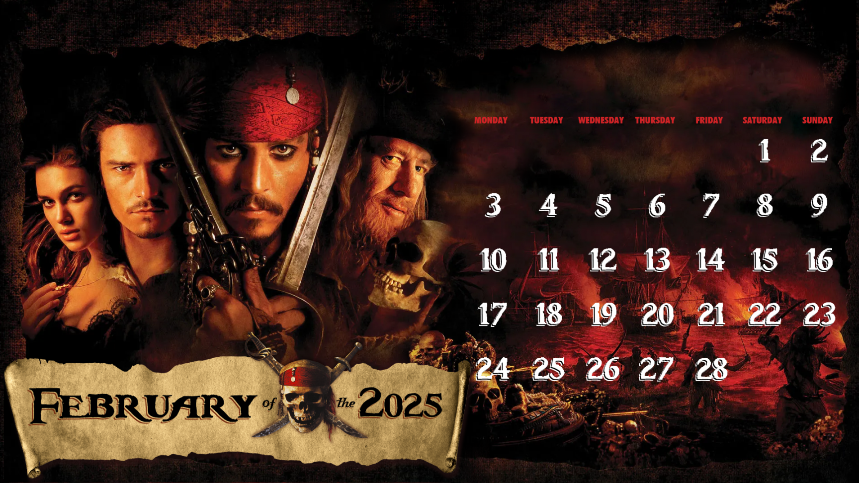 Pirates of the Caribbean Calendar  - February by Spirit--Of