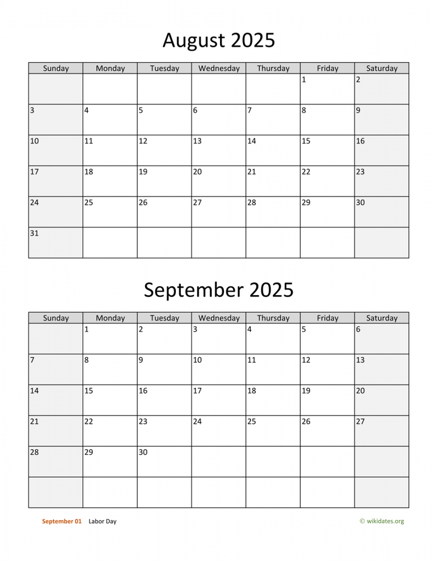 August and September  Calendar  WikiDates