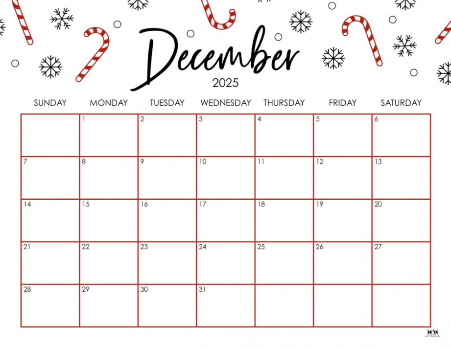 December  Calendars -  FREE Printables  Printabulls