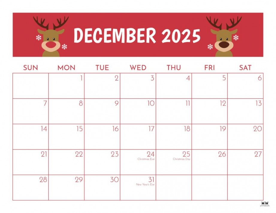 December  Calendars -  FREE Printables  Printabulls