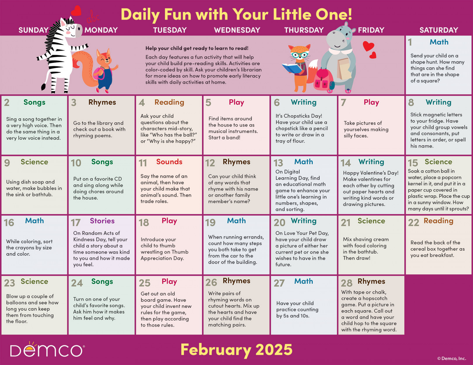 Early Literacy Activities — February : Activities, Books, and