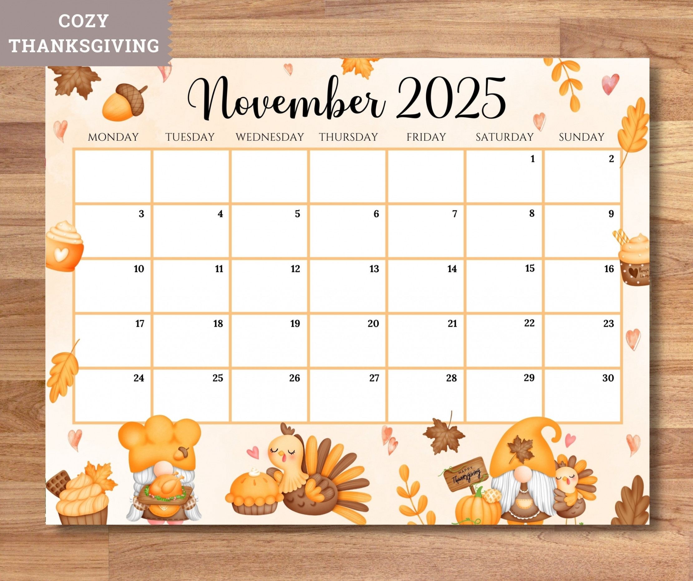 EDITABLE Monthly Calendar  Bundle (monday Starts), Cute