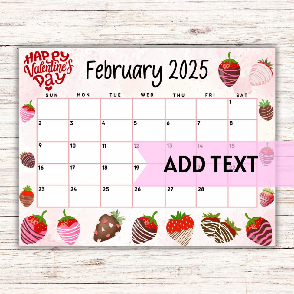 EDITABLE Printable February Calendar   Cute Valentine