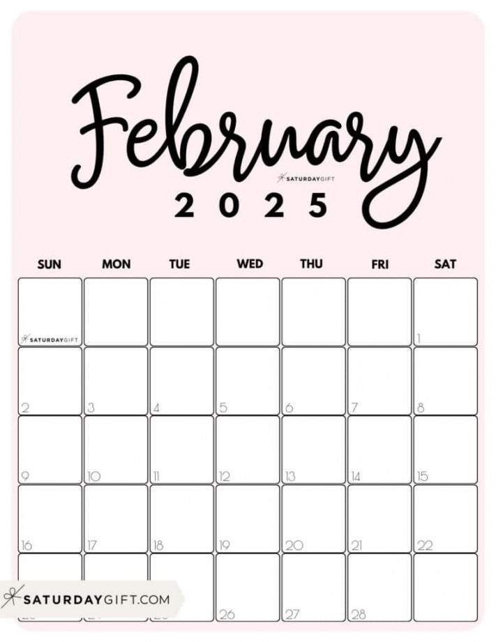 February  Calendar -  Cute & FREE Printables  SaturdayGift