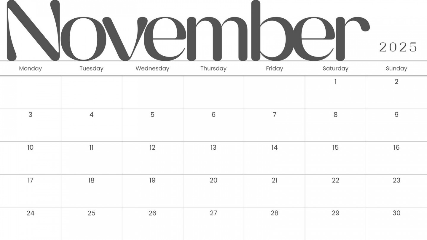 Free and printable November  calendar templates  Canva