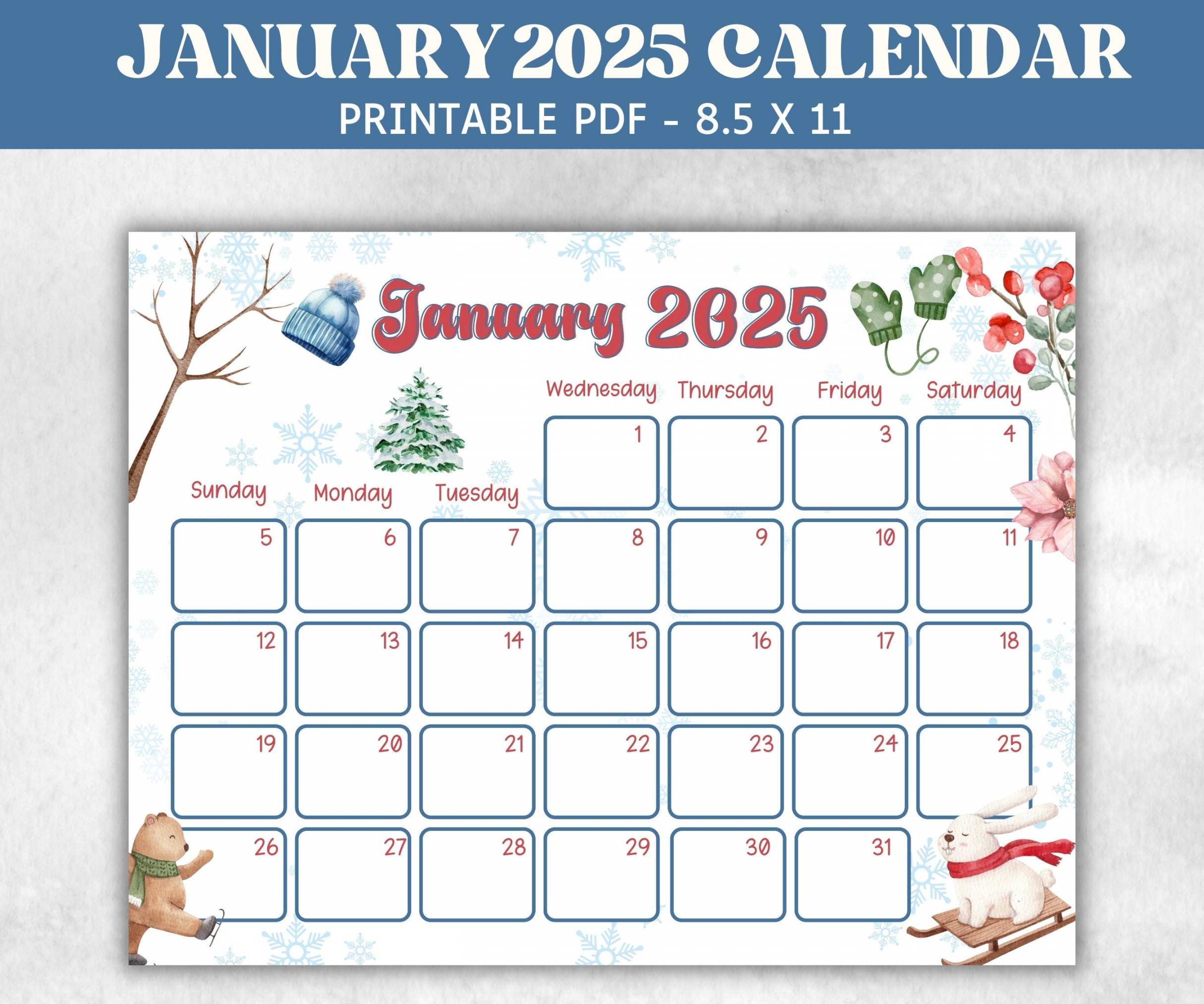 January  Kids Winter Calendar