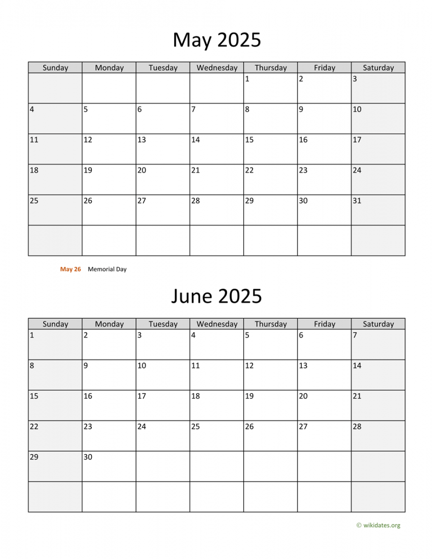 May and June  Calendar  WikiDates