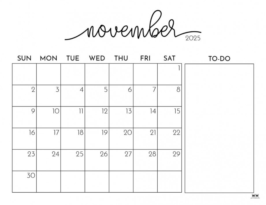 November  Calendars -  FREE Printables  Printabulls