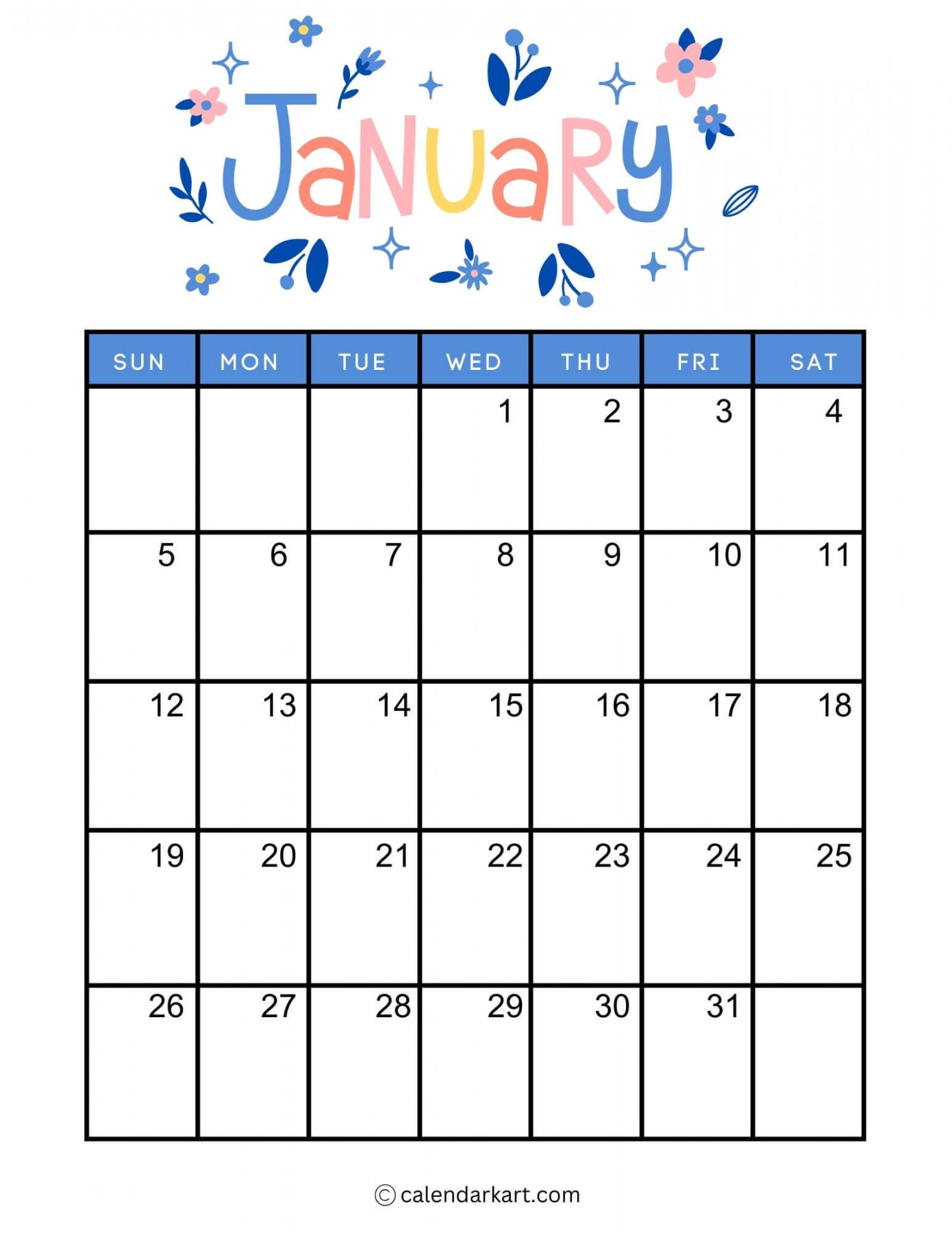 + Printable January  Calendars  free pdf  Calendarkart