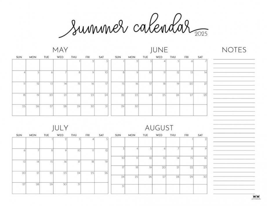 Summer Calendars -  FREE Printables  Printabulls