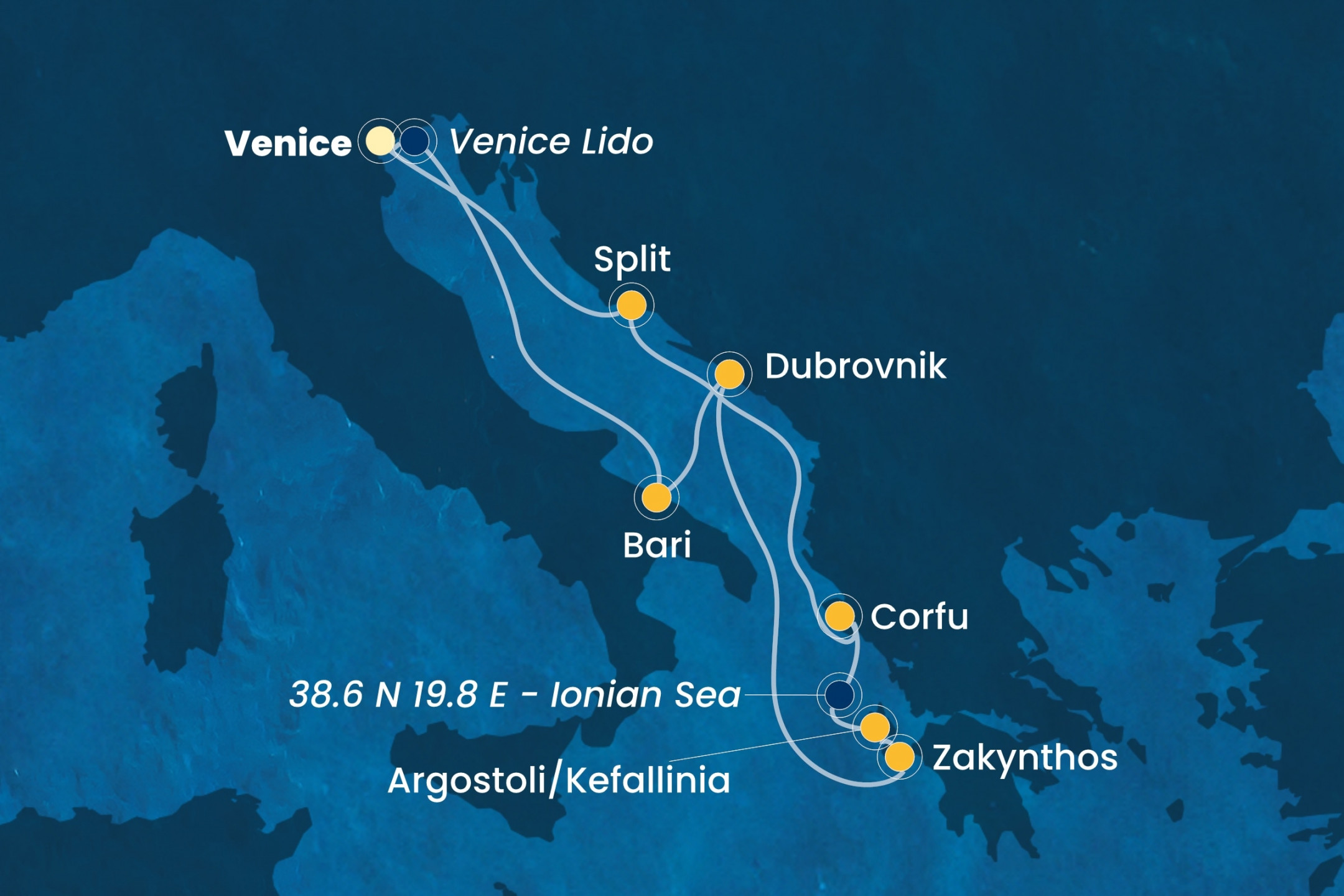 Cruise  days Mediterranean from Marghera / Venice July