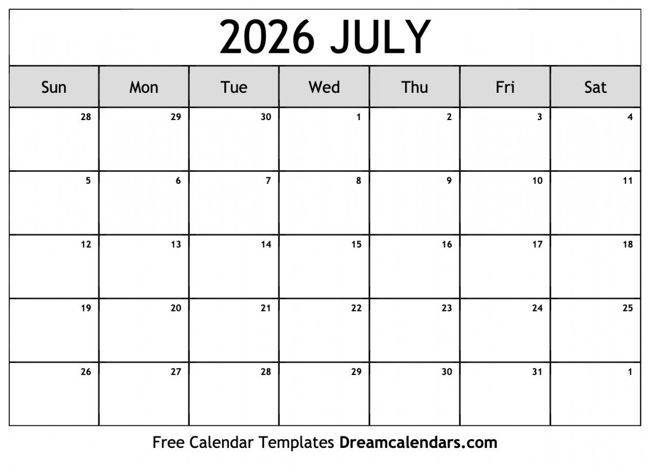 July  Calendar - Free Printable with Holidays and Observances
