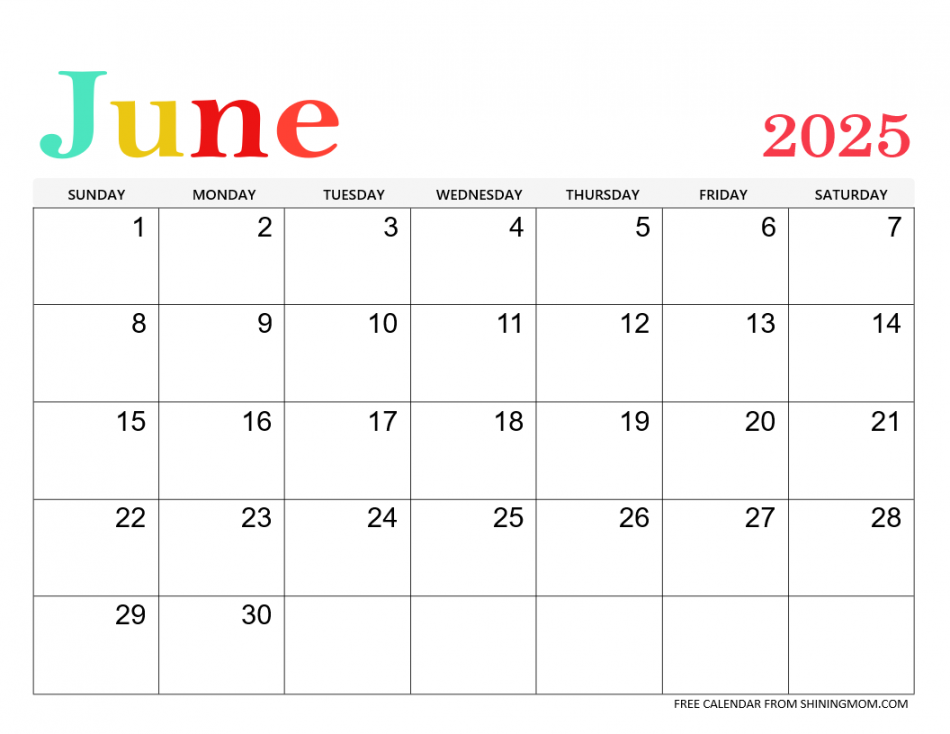 June  Calendar:  Best Free Printable Templates