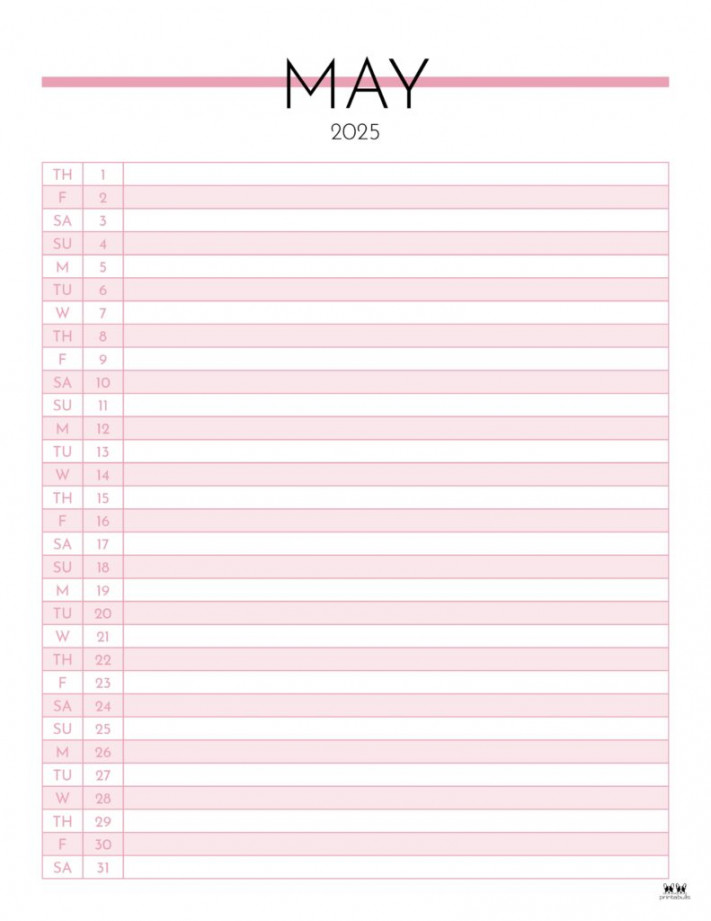 May  Calendars -  FREE Printables  Printabulls