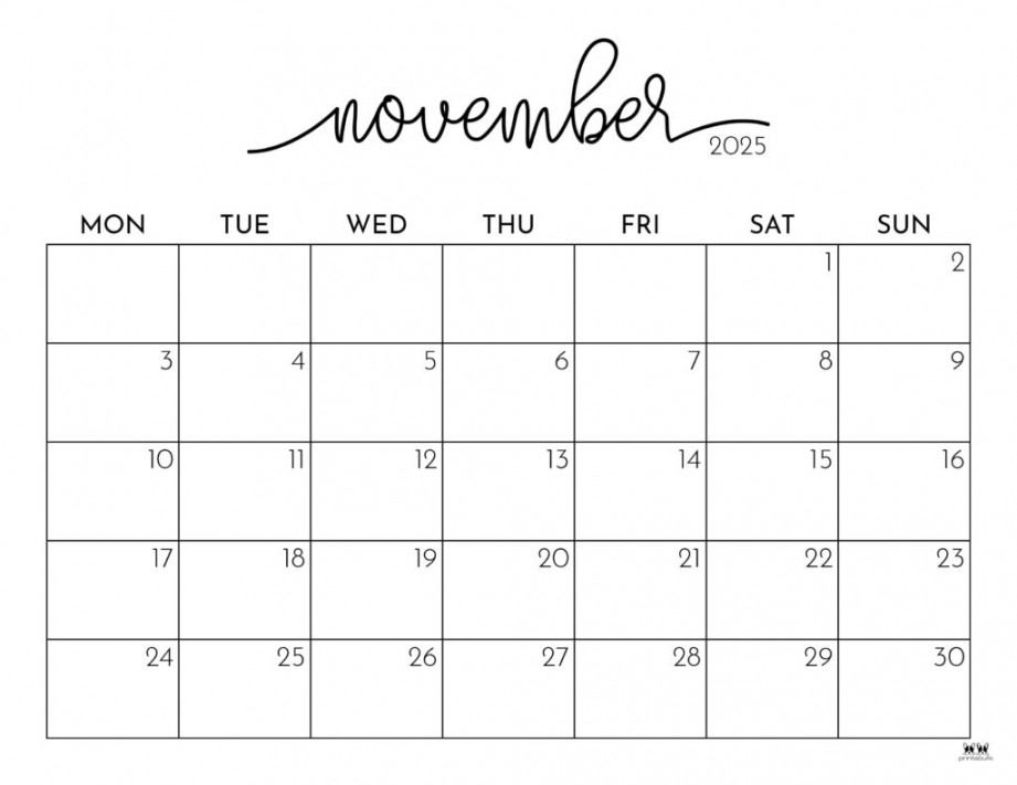 November  Calendars -  FREE Printables  Printabulls